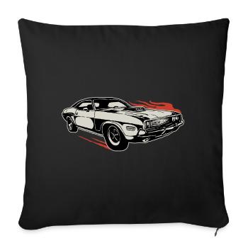 Vintage muscle car US car fire old school - Housse de coussin décorative 45 x 45 cm - noir - Devant