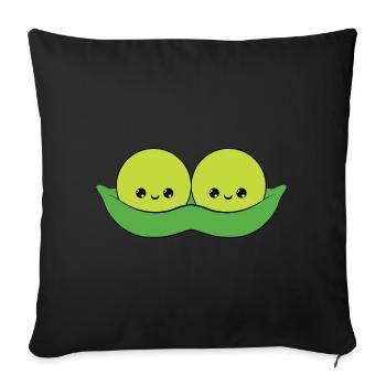 süße lächelnde erbsen, cute smiling peas - Sofakissenbezug 45 x 45 cm - Schwarz - Vorne