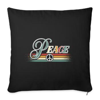 Paix Paix Liberté Pas de guerre Signe de paix - Housse de coussin décorative 45 x 45 cm - noir - Devant