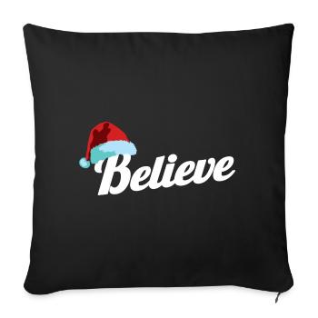 Chapeau de Père Noël Croyez au cadeau de fête de Noël - Housse de coussin décorative 45 x 45 cm - noir - Devant