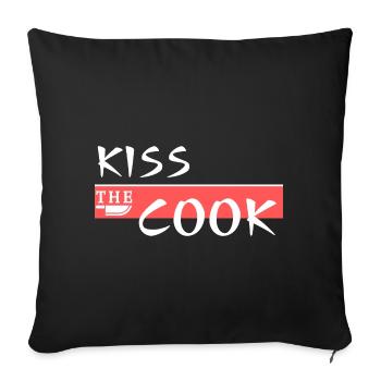 Kiss the Cook. Kiss the cook Funny saying Food - Sofa pillowcase 17,3'' x 17,3'' (45 x 45 cm) - black - Front