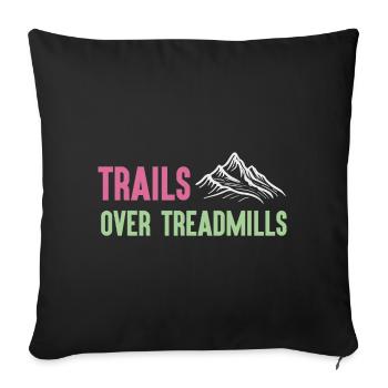 Trailrunning - Trails über Laufbänder - Sofakissenbezug 45 x 45 cm - Schwarz - Vorne