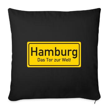 Panneau de nom de lieu de Hambourg Allemagne - Housse de coussin décorative 45 x 45 cm - noir - Devant