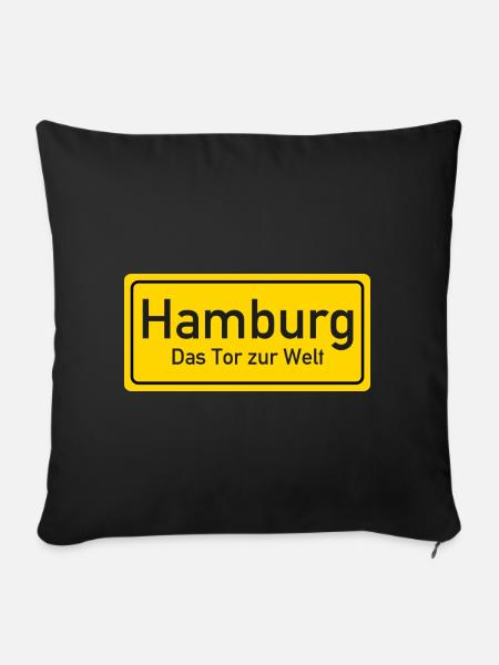 Hamburger Ortsschild Deutschland - Sofakissenbezug 45 x 45 cm - Schwarz