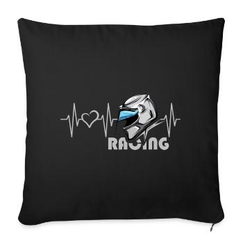 Motorcycle Racing Heartbeat Helmet Love Heart Symbol - Sofa pillowcase 17,3'' x 17,3'' (45 x 45 cm) - black - Front