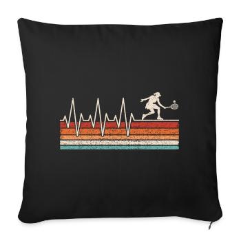 Joueur de tennis Heartbeat Tennis - Housse de coussin décorative 45 x 45 cm - noir - Devant