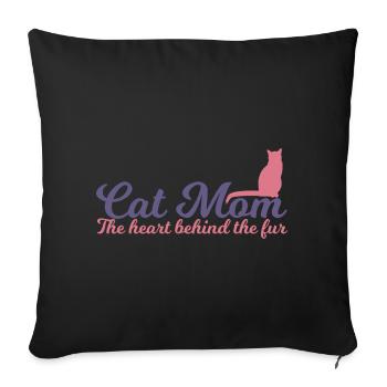 Maman chat - Housse de coussin décorative 45 x 45 cm - noir - Devant