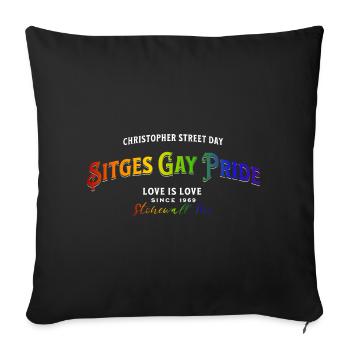 Sitges Gay Pride, LGBTQ+ - Sofa pillowcase 17,3'' x 17,3'' (45 x 45 cm) - black - Front
