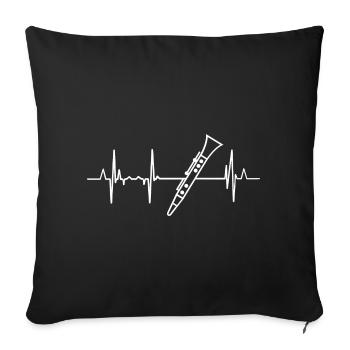 Clarinet heartbeat - Sofa pillowcase 17,3'' x 17,3'' (45 x 45 cm) - black - Front