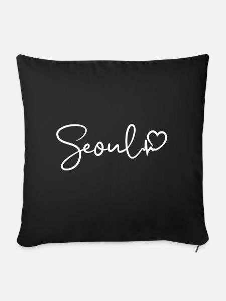 Seoul Herzschlag - Sofakissenbezug 45 x 45 cm - Schwarz