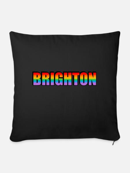 Brighton Rainbow LGBTQ Pride Monat - Sofakissenbezug 45 x 45 cm - Schwarz