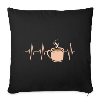 Kaffee Puls Herzschlag Tasse Design - Sofakissenbezug 45 x 45 cm - Schwarz - Vorne