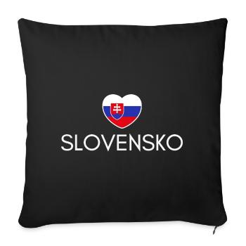 Heart with Slovakia flag, I love Slovakia - Sofa pillowcase 17,3'' x 17,3'' (45 x 45 cm) - black - Front