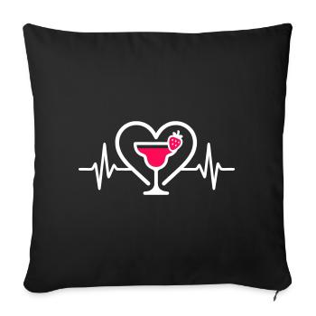 Daiquiri Cœur Cocktail Fraise - Housse de coussin décorative 45 x 45 cm - noir - Devant