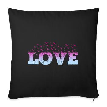 Love Love Heart Birds Romantic I Love You - Sofa pillowcase 17,3'' x 17,3'' (45 x 45 cm) - black - Front