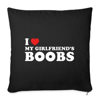 J'aime Leseins Drôles De Ma Copine Auxeins Rouges  - Housse de coussin décorative 45 x 45 cm - noir - Devant