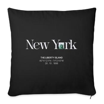 Skyline néon de Liberty Island - Housse de coussin décorative 45 x 45 cm - noir - Devant