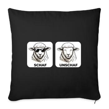 Schaf Unschaf - Wortspiel mit unscharf und Schaf - Sofakissenbezug 45 x 45 cm - Schwarz - Vorne