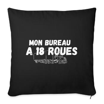 Mon Bureau A 18-Roues - Housse de coussin décorative 45 x 45 cm - noir - Devant