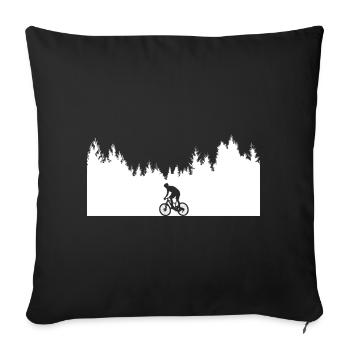 Fahrrad-_Mountainbike-_Wald - Sofakissenbezug 45 x 45 cm - Schwarz - Vorne