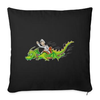 Drachenritter - Sofakissenbezug 45 x 45 cm - Schwarz - Vorne