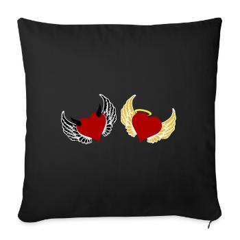 Bon coeur, coeur maléfique - Housse de coussin décorative 45 x 45 cm - noir - Devant