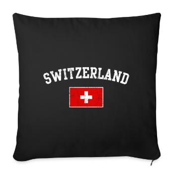 Schweizer Flaggenbogentypografie - Sofakissenbezug 45 x 45 cm - Schwarz - Vorne