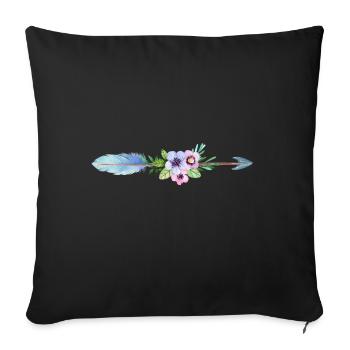 Flèche de fleurs de printemps - Housse de coussin décorative 45 x 45 cm - noir - Devant