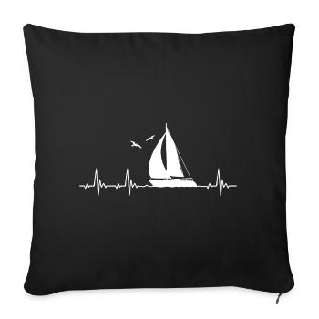 Sailboat Sailor Heartbeat for Sailing lovers - Sofa pillowcase 17,3'' x 17,3'' (45 x 45 cm) - black - Front