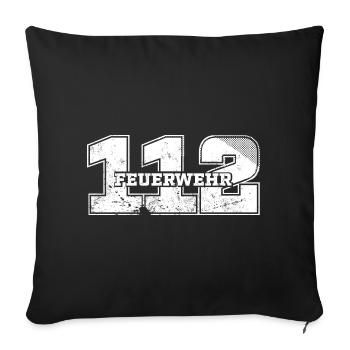 112 Feuerwehr - Sofakissenbezug 45 x 45 cm - Schwarz - Vorne