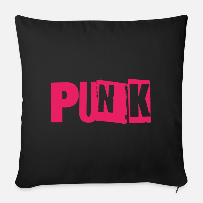 Punk Glitch Typo Neon - Sofakissenbezug 45 x 45 cm - Schwarz
