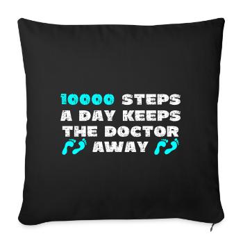 10000 Schritte pro Tag - Sofakissenbezug 45 x 45 cm - Schwarz - Vorne