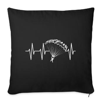 Heartbeat Parachute Symbol Flying Freedom Pulse - Sofa pillowcase 17,3'' x 17,3'' (45 x 45 cm) - black - Front