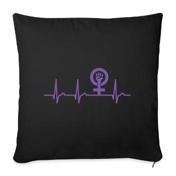 Feminist Heart Curve - Pulse Women's Power Feminism - Sofa pillowcase 17,3'' x 17,3'' (45 x 45 cm) - black - Front