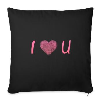 I Love U Ich liebe Dich - Sofakissenbezug 45 x 45 cm - Schwarz - Vorne