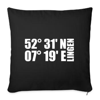 Lingen Koordinaten - Sofakissenbezug 45 x 45 cm - Schwarz - Vorne