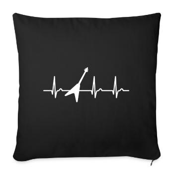 Courbe ECG - courbe cardiaque - pouls - musique - guitare électrique - Housse de coussin décorative 45 x 45 cm - noir - Devant