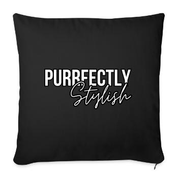 Purrfectly Stylish Cat Quote Cat Lover - Sofa pillowcase 17,3'' x 17,3'' (45 x 45 cm) - black - Front