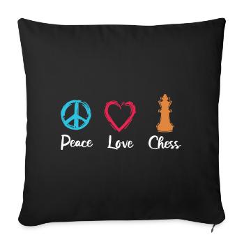 Peace Love Chess - Sofa pillowcase 17,3'' x 17,3'' (45 x 45 cm) - black - Front