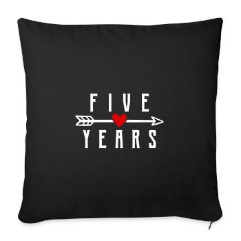 5 ans anniversaire de mariage mariage en bois - Housse de coussin décorative 45 x 45 cm - noir - Devant