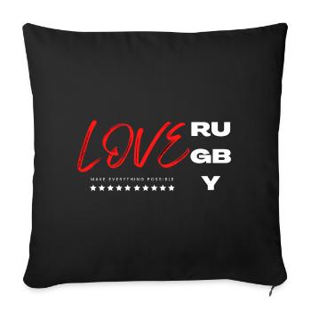 love rugby- I love rugby - Rugby is life - Sofa pillowcase 17,3'' x 17,3'' (45 x 45 cm) - black - Front