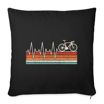 Road Cyclist Heartbeat Retro Road Bike - Sofa pillowcase 17,3'' x 17,3'' (45 x 45 cm) - black - Front