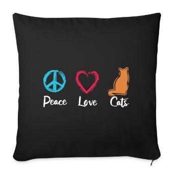 Paix Amour Chats - Housse de coussin décorative 45 x 45 cm - noir - Devant