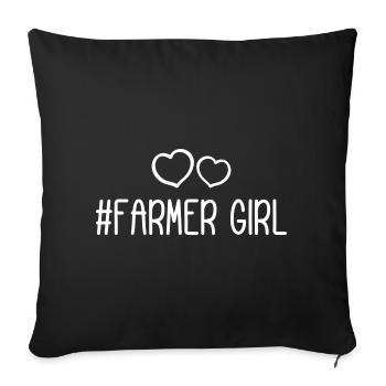 Fermier Fille Fille Coeur Amour - Housse de coussin décorative 45 x 45 cm - noir - Devant