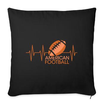 Icône graphique de balle de battement de cœur de football américain pulse - Housse de coussin décorative 45 x 45 cm - noir - Devant