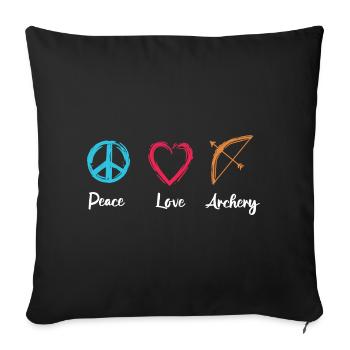 Frieden Liebe Bogenschießen - Sofakissenbezug 45 x 45 cm - Schwarz - Vorne