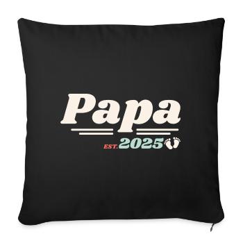 Papa Est 2025 Je vais être un papa style rétro - Housse de coussin décorative 45 x 45 cm - noir - Devant