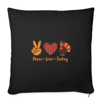 Thanksgiving Paix Amour Turquie - Housse de coussin décorative 45 x 45 cm - noir - Devant