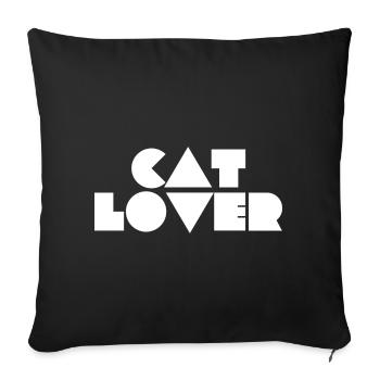 cat lover - Sofa pillowcase 17,3'' x 17,3'' (45 x 45 cm) - black - Front