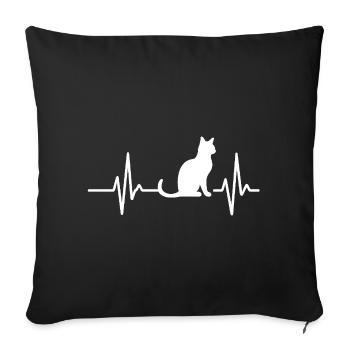 Heartbeat Cat Heartbeat I love cats - Sofa pillowcase 17,3'' x 17,3'' (45 x 45 cm) - black - Front